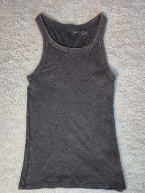 Aerie Dark Gray Ribbed Tank